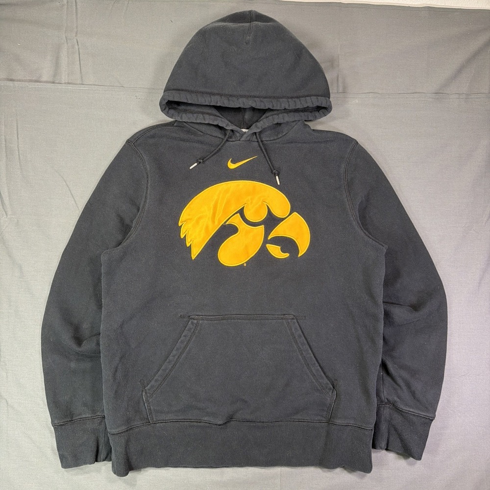 Vintage Iowa Hawkeyes Nike Center Swoosh Hoodie Black Size Large Rare 2000s